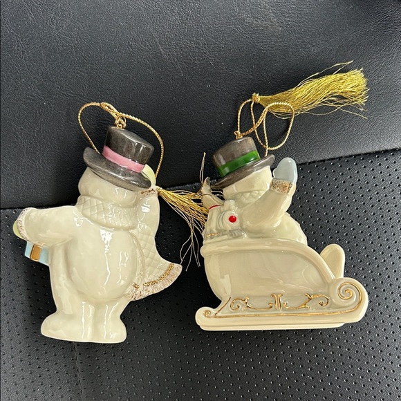 Lenox Snowman Ornament Set with Gold and Green Accents - Picture 2 of 10